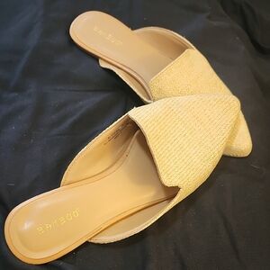 BAMBOO Tan Mules Textured Strap Casual